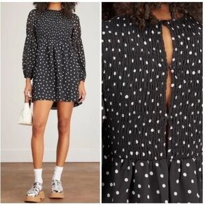GANNI NWOT Polka Dot Black MINI Dress - 36